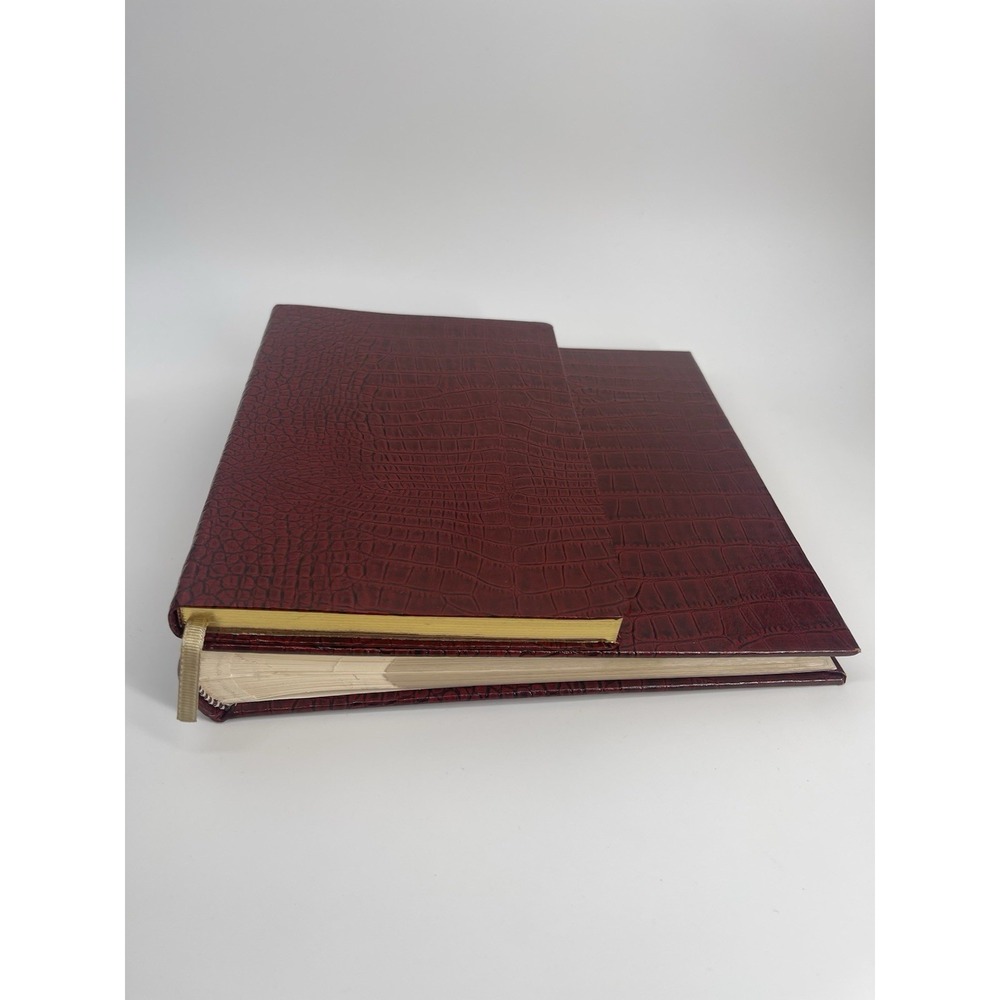 Vintage Neiman Marcus Photo Album & Address Book Red Croc Set New